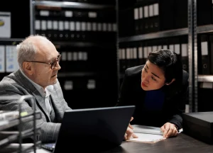 Maritime employee collecting evidence after a boat accident