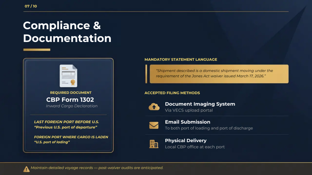 jones act waiver 2026 compliance and documenation requirements